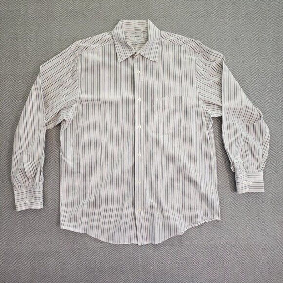 Banana Republic Button Up Shirt Men's Large Striped Cotton Long Sleeve Workwear - Picture 1 of 13
